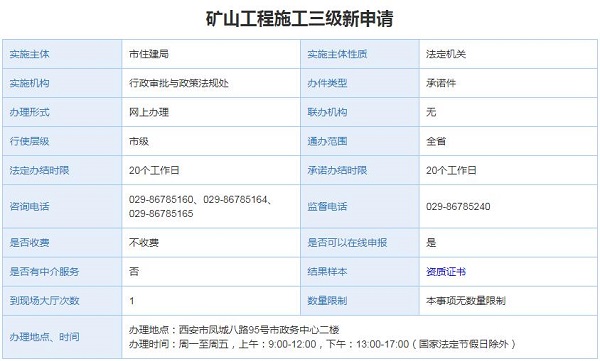 矿山工程施工三级资质新申请