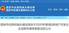 西安市第8批房地产开发企业资质公示啦